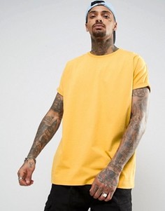 Плотная oversize-футболка с закатанными рукавами ASOS - Желтый