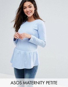 Топ с длинными рукавами и оборкой ASOS Maternity PETITE - Синий
