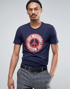 Футболка с пацификом и логотипом Love Moschino - Темно-синий