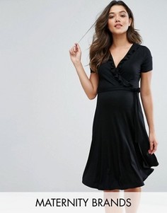 Платье с запахом и оборкой New Look Maternity - Черный