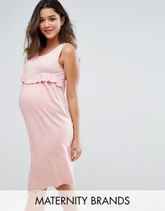 Цельнокройное платье для кормящих мам с оборкой Gebe Maternity - Розовый