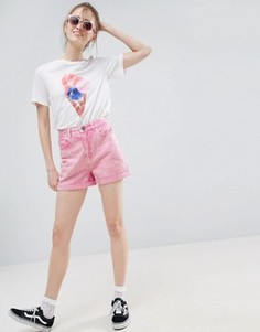 Розовые джинсовые шорты в винтажном стиле с эффектом кислотной стирки ASOS - Розовый