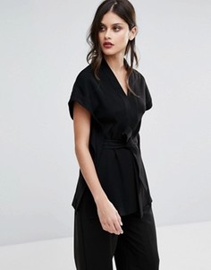 Топ с поясом и драпировкой Jaeger Co-Ord - Черный