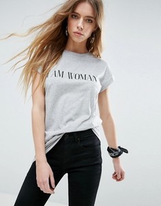 Футболка с принтом I Am Woman ASOS - Серый