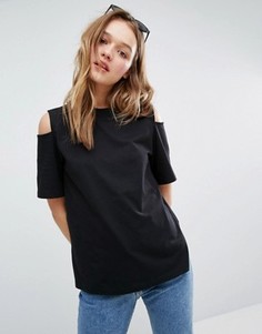 Футболка с открытыми плечами Monki - Черный