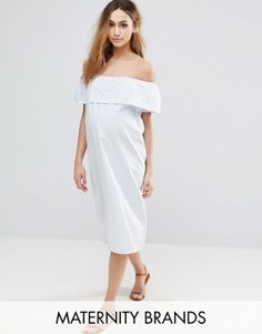 Платье в полоску со спущенными плечами Mama.licious - Мульти