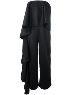 ruffled satin-backed crepe gown Solace