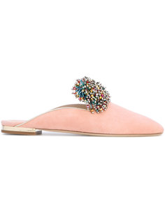 embellished pom pom slippers Elie Saab