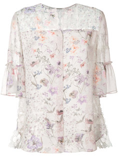 floral back pleat detail blouse Elie Tahari