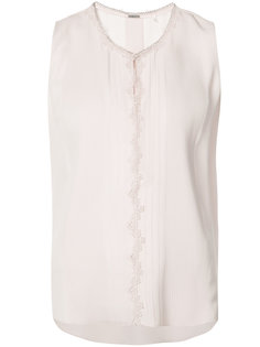 sleeveless floral trim blouse Elie Tahari