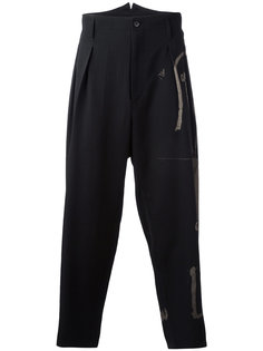 укороченные брюки с заниженным шаговым швом Yohji Yamamoto