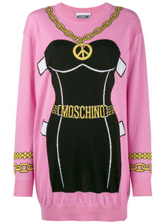 трикотажное платье с принтом бюстье Moschino