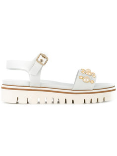 gold stud embellished sandals Baldinini