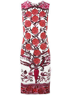 платье-футляр с розами Roberto Cavalli