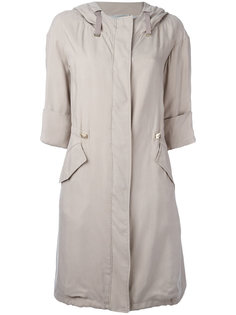three-quarters sleeve hooded coat Herno