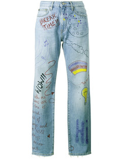 джинсы с принтом рисунков и надписей Mira Mikati