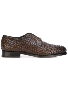 фактурные плетеные туфли на шнуровке  Santoni