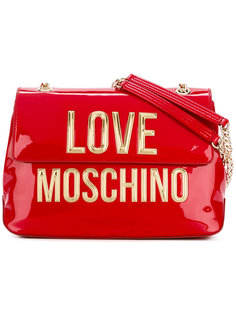 сумка на плечо с золотистым логотипом Love Moschino