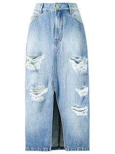 distressed midi denim skirt Amapô