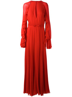 платье в пол с рюшами на рукавах Giambattista Valli