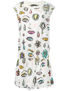 короткое платье с принтом лица Boutique Moschino