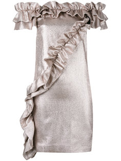 платье с открытыми плечами и рюшами Marco Bologna