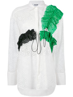 рубашка с перфорацией и оборками MSGM