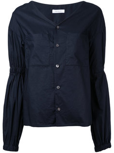 gathered sleeve V-neck blouse En Route