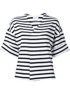 striped V-neck T-shirt En Route