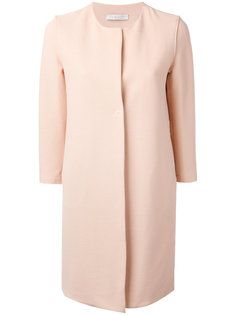 three-quarters sleeve collarless coat Harris Wharf London