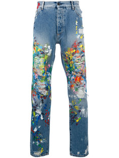 джинсы с брызгами краски  Palm Angels