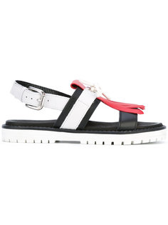 fringed slingback sandals Pollini