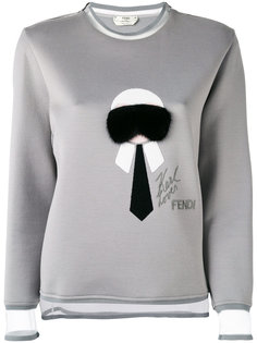 Karl fur trim sweatshirt Fendi
