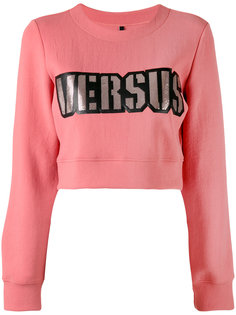 logo print cropped sweatshirt Versus