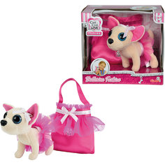 Плюшевая собачка Чихуахуа, в балетной пачке, с розовой  сумочкой, 15 см, Smoby Simba