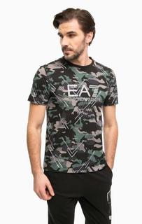 Хлопковая футболка камуфляжной расцветки EA7