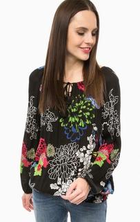 Блуза из вискозы с цветочным принтом и вышивкой Desigual