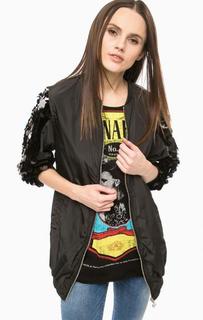 Черная куртка с отделкой пайетками Fornarina