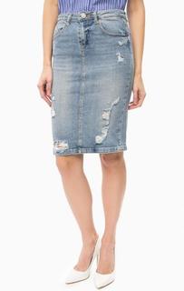 Рваная юбка-карандаш из денима Fornarina