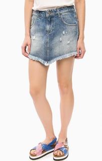 Короткая джинсовая юбка с рваными деталями Fornarina