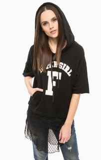 Хлопковая толстовка с кружевной вставкой Fornarina