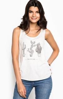 Майка молочного цвета из полиэстера и хлопка Tom Tailor Denim