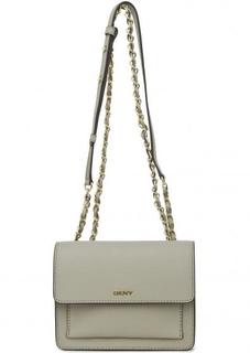 Серая кожаная сумка с откидным клапаном Dkny