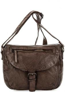 Коричневая кожаная сумка с откидным клапаном Gianni Conti