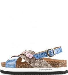 Блестящие сандалии на толстой подошве Fornarina