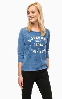 Синяя футболка с рукавами три четверти Superdry