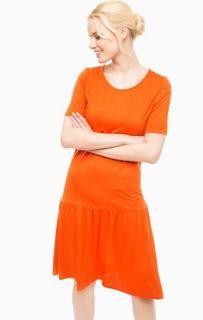 Оранжевое платье с короткими рукавами Ichi