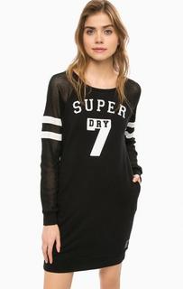 Короткое платье с нашивками и вышивкой Superdry