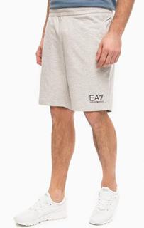 Спортивные серые шорты с принтом EA7