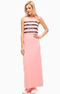 Ярко-розовое длинное платье с принтом Superdry